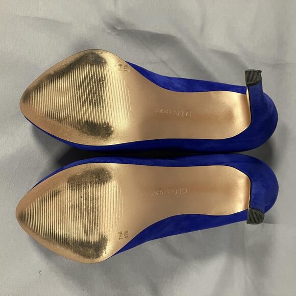 BCBGeneration Shoes Womens Size 7.5 Blue Suede Stiletto Pumps Platform BG-PARADE - Picture 13 of 16